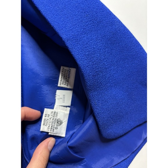 Liz Claiborne Suits Women's Sz 6? SEE 100% Wool Blue Embroidered Skirt Suit Set - Picture 9 of 16